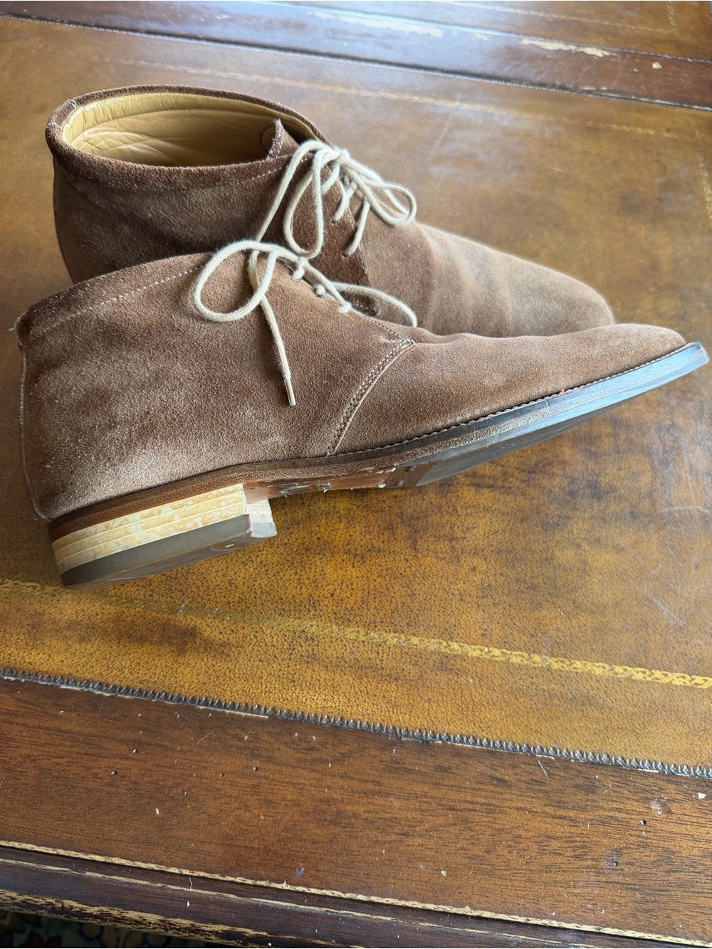 Gordon Rush Men's Suede Chukka Boots in Light Brown with Cream Laces